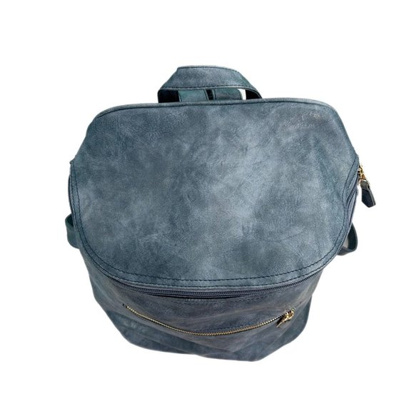Backpack Purse Blue Vegan Leather Detachable Shoulder Strap Back & Inside Pocket main image 10